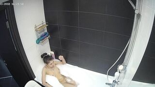 With the help of the hidden cam a friend caught sister playing with her body