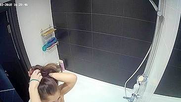 With the help of the hidden cam a friend caught sister playing with her body