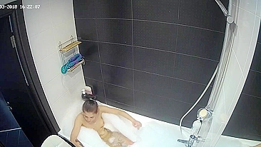 With the help of the hidden cam a friend caught sister playing with her body