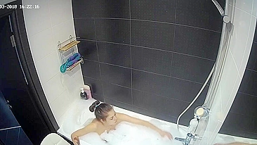 With the help of the hidden cam a friend caught sister playing with her body