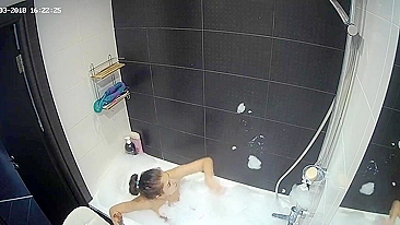 With the help of the hidden cam a friend caught sister playing with her body