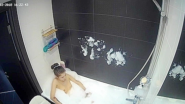 With the help of the hidden cam a friend caught sister playing with her body