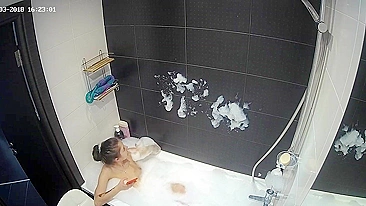 With the help of the hidden cam a friend caught sister playing with her body