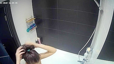 With the help of the hidden cam a friend caught sister playing with her body