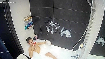 With the help of the hidden cam a friend caught sister playing with her body