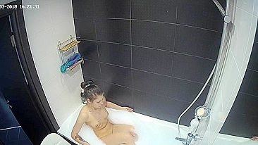 With the help of the hidden cam a friend caught sister playing with her body