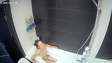 With the help of the hidden cam a friend caught sister playing with her body