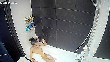 With the help of the hidden cam a friend caught sister playing with her body