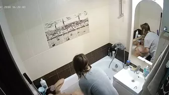 He caught sister naked in the bathtub and he tried to flirt with her before sex He caught sister naked in the bathtub and he tried to flirt with her before sex