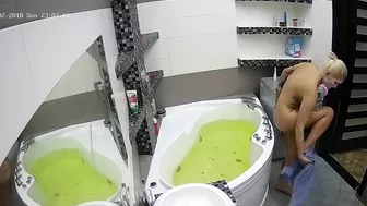 I caught sister trying to put a mask on her face while relaxing in the bathtub