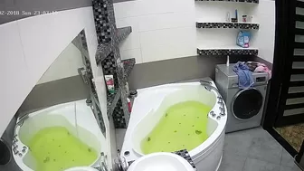 I caught sister trying to put a mask on her face while relaxing in the bathtub