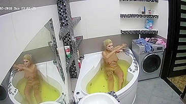 I caught sister trying to put a mask on her face while relaxing in the bathtub