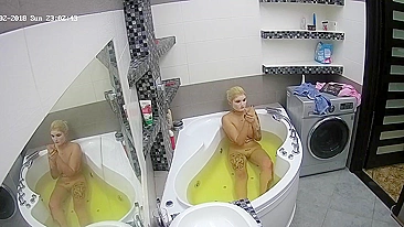 I caught sister trying to put a mask on her face while relaxing in the bathtub