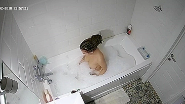 A hidden cam in the bathroom helps me see my caught sister in all her glory