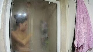 I caught sister getting steamy in the bathroom while being totally naked