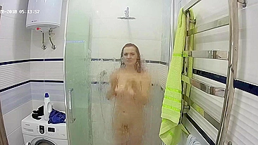 The video features a caught sister by her stepbrother in the steamy bathroom