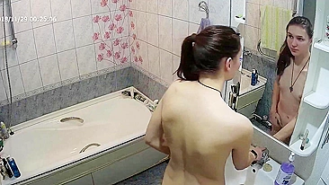 I put a hidden cam in the bathroom and I caught sister walking in naked and wet