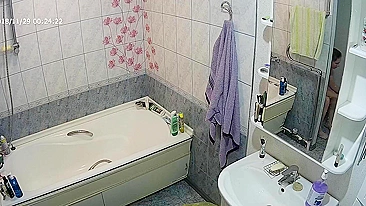 I put a hidden cam in the bathroom and I caught sister walking in naked and wet