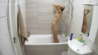 The hidden cam caught sister naked in the tub while trying to get cleaner