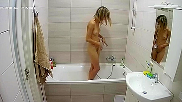 The hidden cam caught sister naked in the tub while trying to get cleaner