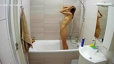 The hidden cam caught sister naked in the tub while trying to get cleaner