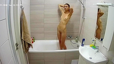 The hidden cam caught sister naked in the tub while trying to get cleaner