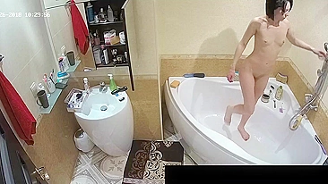 I caught sister naked in the bathtub after putting a camera in the bathroom