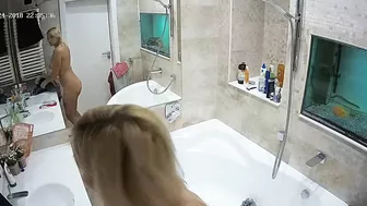 Pervert caught sister undressing in the bathroom before going totally naked Pervert caught sister undressing in the bathroom before going totally naked