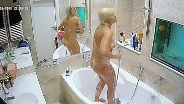 Pervert caught sister undressing in the bathroom before going totally naked