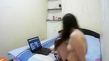 I caught sister watching some porn on her laptop and using her vibrating toy