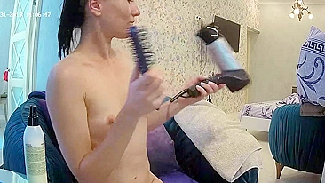 I caught sister working in front of her camera because she wants to be a slut