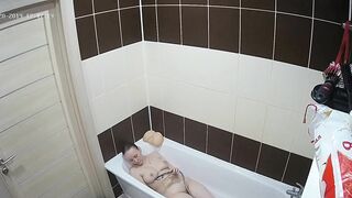 High definition camera caught sister having a bath and showing her big boobs