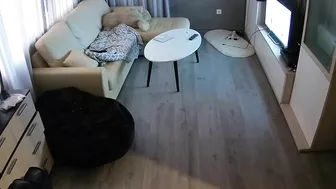 He caught sister playing with her pussy in the living room without any clothes
