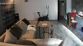 A sexy blonde is a caught sister on hidden cam on a lonely autumn afternoon