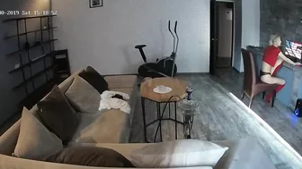 A sexy blonde is a caught sister on hidden cam on a lonely autumn afternoon