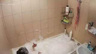 Hidden cam in the bathroom means a caught sister while getting wet in the shower