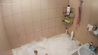 Hidden cam in the bathroom means a caught sister while getting wet in the shower