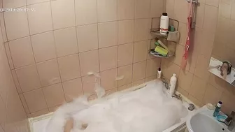 Hidden cam in the bathroom means a caught sister while getting wet in the shower