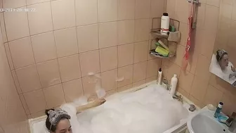 Hidden cam in the bathroom means a caught sister while getting wet in the shower