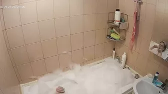 Hidden cam in the bathroom means a caught sister while getting wet in the shower