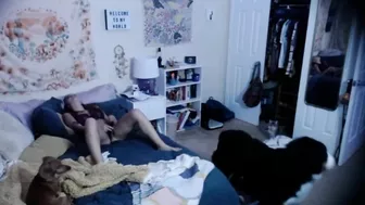 A friend caught sister masturbating in his room after watching some porn vids