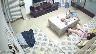 A perverted friend caught sister totally naked while alone in the living room