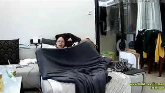 Asian caught sister is trying to hide from the hidden cam while masturbating