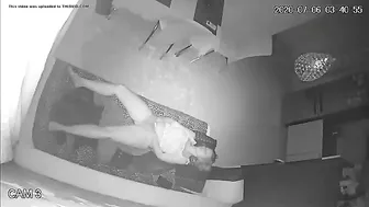 Black and white action featuring a caught sister doing some nasy things alone