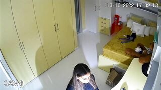 The hidden cam results in a caught sister masturbating instead of studying