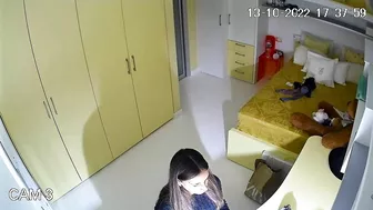 The hidden cam results in a caught sister masturbating instead of studying