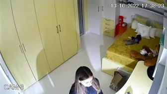 The hidden cam results in a caught sister masturbating instead of studying