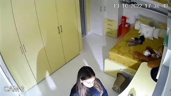 The hidden cam results in a caught sister masturbating instead of studying