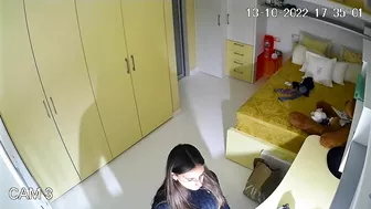 The hidden cam results in a caught sister masturbating instead of studying