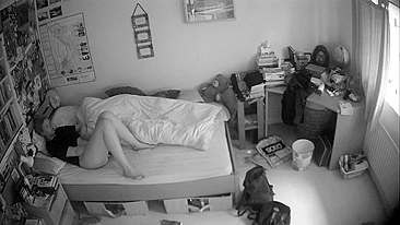 There is no color in this video as a caught sister is masturbating all day